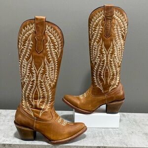 Corral Brown Leather Embroidered Western Heeled Boots